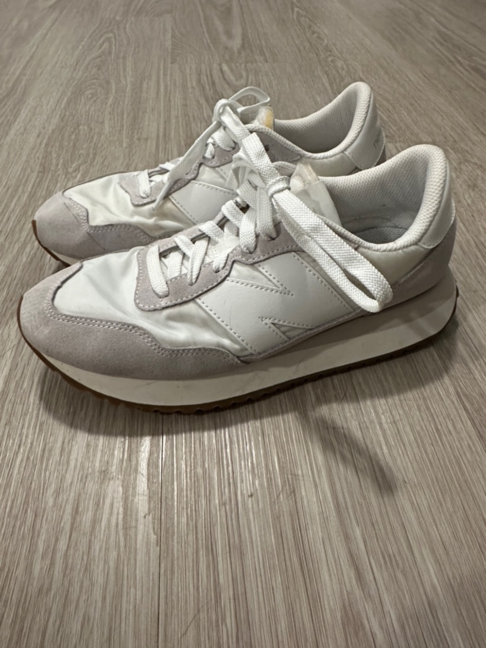New Balance White and Light Gray Women's Athletic Sneakers